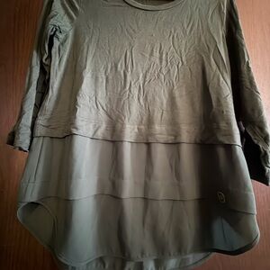 Michael Kors Olive green Layered Long-Sleeve Tunic small Viscose